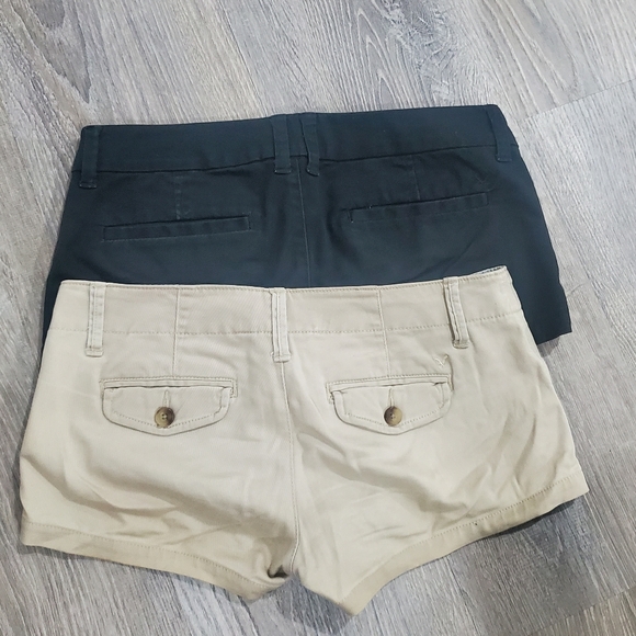 set of American eagle size 0 black and khaki shorts - Picture 2 of 10